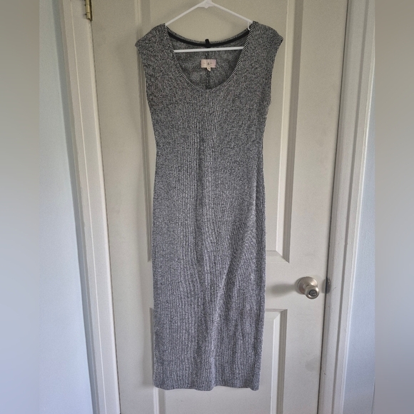 Lou & Grey Loft Sleeveless Gray A Line Soft Midi Dress - Picture 1 of 6